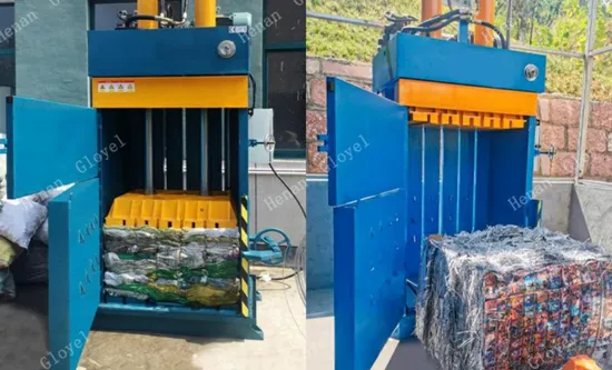 Empacadora de chatarra vertical duradera barata para reciclaje de textiles de plástico de cartón